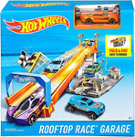Hot Wheels Rooftop Race Garage Playset, Race to the Finish Line then Pull Into the Garage for a Tune-up with the Rooftop Race Garage! , Orange