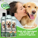 Wagzer Pets Oatmeal Shampoo - Improving Hair Strength - Hypoallergenic - Renews Moisture Retention - Infused with Coconut Oil - 16 Ounce