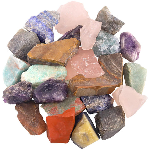 Hilitchi 1lb Bulk Raw Assorted Stone Rough Crystal Stone for Cabbing, Tumbling, Cutting, Polishing, Wire Wrapping,Gem Mining, Wicca, Reiki and Crystal Healing Assorted Stones