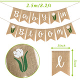 Adurself Baby in Bloom Burlap Banner with Flower Welcome Baby Jute Bunting Garland for Spring Theme Garden Mommy To Be Celebration Supplies Boy Girl Baby Shower Decoration