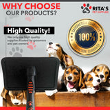 Rita's Pet Supplies Pet Slicker Brush with Free Mini Comb, Stainless Steel Pin-Slicker Brush, Detangler Brush for Dematting, Deshedding Fur & Undercoat for Dogs, Puppies, Cats & Fur Pets Grooming Tool