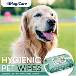 MAGICARE Dog Wipes – 100 pcs Dog Cleaning Wipes Bundle – Enriched with Vitamin E and Aloe Vera – 8 x 8 inch Cat Cleaning Wipes – Large Pet Wipes Made in The USA – Vet and Groomer Recommended 1 Pack (100 pcs)