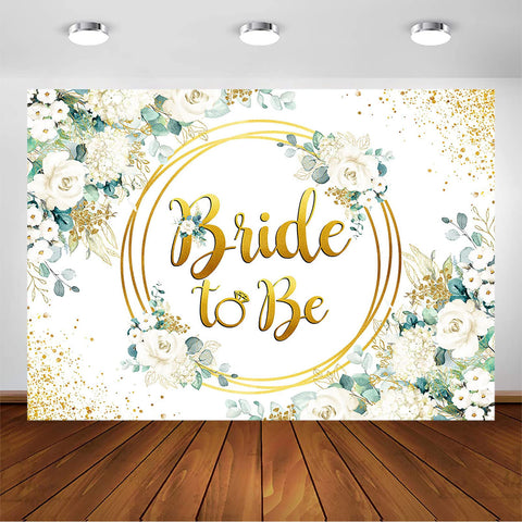 Avezano Bridal Shower Backdrop for Batcholette Party Bride to Be Green and Gold Eucalyptus Leave White Rose Flower Engagement Party Decorations Background Photoshoot (7x5ft) 7x5ft