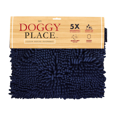 My Doggy Place Dog Towel - Super Absorbent Microfiber Towel with Hand Pockets - Dog Bathing Supplies - Quick Dry Shammy Towel - Washer and Dryer Safe - Navy Blue - 30 x 12.5 in