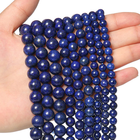 35pcs 10mm Natural Stone Beads Lapis Lazuli Beads Energy Crystal Healing Power Gemstone for Jewelry Making, DIY Bracelet Necklace