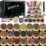 IRmm Witchcraft Supplies Kit, 86 PCS Wiccan Supplies and Tools, Include Dried Herbs, Crystal Jars, Colored Candles and Parchments, for Beginners Witches Pagan Altar Decor Style 1