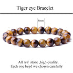 WRCXSTONE Natural 8mm Gorgeous Semi-Precious Gemstones Healing Crystal Stretch Beaded Bracelet Unisex Tiger eye