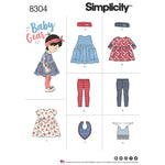 Simplicity US8304A Baby Gear Toddler's Leggings, Dress, Bibs, and Headband Sewing Patterns, Sizes XXS-L