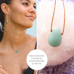 SoulKu Handcrafted Necklace, Empowerment Jewelry With Healing Crystal, Inspirational Jewelry For Women, Mom & Sister Gifts, 2" Extender With Lobster Clasp, 16" Nylon Cord (Courage, Amazonite)