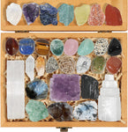30 PCS Crystals and Healing Stones Set - Natural Raw Gemstones and Crystals & Tumbled Chakra Stones, Premium Healing Crystals Gift Kit Display in Wooden Box + Info Guide 30 Pcs Premium Crystal Set