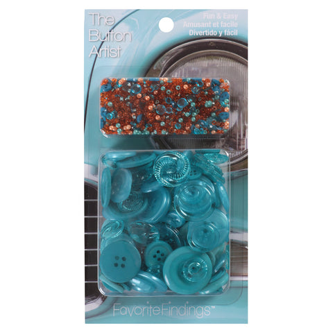 Blumenthal Lansing Favorite Findings Sewing Supplies Craft Buttons, 1.6 Oz, Turquoise Blue