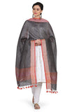 THE WEAVE TRAVELLER Handloom Hand Woven Linen Dupattas for Women with Pom Pom Edgings