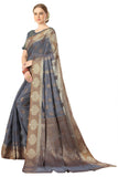Jaam Silk Fashion Women's kanjivaram Woven Pattu Silk Blend Saree with Blouse Piece