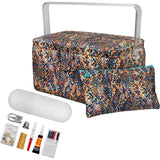 SINGER Large Premium Tackle Basket Multicolored Snake Print with Emergency Travel Sewing Kit & Matching Zipper Pouch
