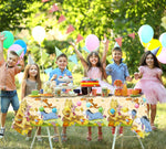 Vphexine 3PCS Disne Bear Party Tablecloth Disposable Table Cover Birthday Party Supplies for Kids Boy Baby Shower Decorations
