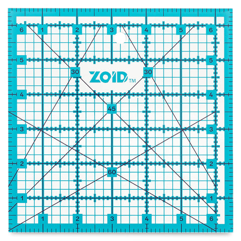 Zoid 6-1/2" X 6-1/2" Acrylic Ruler, Reversible Ruler for Measuring, Quilting Ruler, Slip-Resistant Ruler, Clear 6"x2"