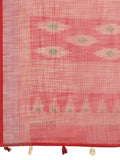 AKHILAM Women's Linen Geometric Saree With Unstitched Boluse Piece