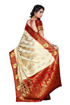 MIMOSA Women's Kanchipuram Silk Saree With Blouse Piece (200-HWT-MRN_Off White)