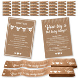 Party Hearty Baby Shower Games, One Each 5x7 Kraft Sign How Big is the Baby Bump and Don't Say baby, 2 Kraft Tummy Measure Rolls, 50 Mini Natural Clothespins, Gender Neutral, Party Favors Supplies