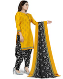 Rajnandini Women's Yellow Cotton Printed Unstitched Salwar Suit Material