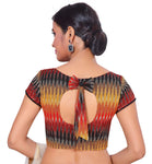 Studio Shringaar Women's Multicolour Pure Ikat Cotton Saree Blouse