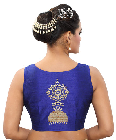 Madhu Fashion Women's Raw Silk Sleevesless Blouse