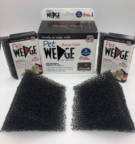 Pet Wedge® Hair Remover- 2 Pack Pet Wedge® & 2 Free Mini-Pocket Pet Wedge®. Bonus Pack 2 Pack Pet Wedge & 2 Pack Mini-Pocket Pet Wedge