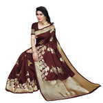 Momina Fashion Women's Banarasi Art Silk Saree With Blouse Piece