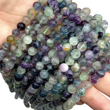 ABCGEMS Mexican Tri-Color Flower Fluorite Beads (AKA Rainbow Fluorite, Mohs Hardness 4) Healing Energy Crystal Stone Ideal For Bracelet Necklace Ring DIY Jewelry Making Men Women Smooth Round Tiny 6mm Tri-Color Flower Fluorite (From Mexico)