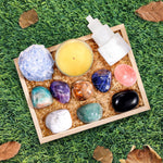 AOOVOO Tumbled Crystals and Healing Stones for Beginners, Easter Gifts, Real Healing Crystals Set with Sage Candle, Authentic Gemstones and Energy Crystals for Relaxation, Stress, Anxiety Relief, Meditation, Calm, Gift in Wooden Box