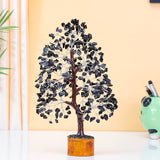 Black Tourmaline Gemstone Tree of Life - Crystal Tree for Positive Energy, Handmade Chakra Tree, Feng Shui Decor - Good Luck Gem Bonsai, Money Tree, Wealth & Prosperity, Spiritual Mystical Gift Black (Silver Wire)