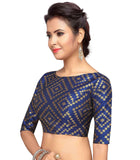 Studio Shringaar Women's Benaras Brocade Readymade Saree Blouse with Elbow Length Sleeves