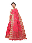 PISARA Women's Chanderi Cotton Silk Saree With Blouse Piece