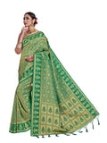 Vardha Women's Kanchipuram Raw Silk Saree with Unstitched Blouse Piece - Zari Woven Work Sarees for Wedding