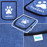 Nobleza Dog Towel, Super Absorbent Large Pet Towel with Hand Pockets, Microfiber Quick Drying Dog Towels for Drying Dogs, Mazarine