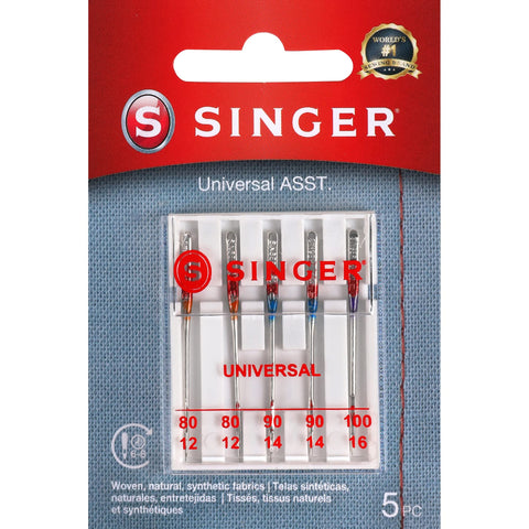 SINGER Regular Point Sewing Machine Needle, 5 count, Sizes 80/11, 90/14, 100/16 5.0