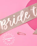 xo, Fetti Rose Gold Glitter Bachelorette Party Sash - Bride To Be | Bachelorette Party Decorations, Bridal Shower, Bride Gift