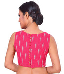 Studio Shringaar Women's Red Ikat Cotton Sleeveless Saree Blouse