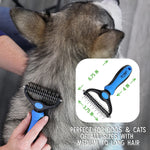Pet Craft Supply Dog Grooming Rake Undercoat Brush 2-in-1 Pet Deshedding Dematting Detangler Tool with Double Sided Metal Comb Head for Cats and Dogs with Long or Short Pet Hair Fur