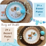 193 Piece Teddy Bear Baby Shower Decorations for Boy or Girl | Birthday Party Supplies | Teddy Bear Tableware - Plates, Cups, Napkins, Tablecloth, Straws, Cutlery | Serves 24