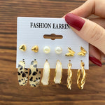 32 Pairs Gold Hoop Earrings Set for Women Girls, Fashion Chain Link Hoop Stud Drop Dangle Earrings Boho Statement Hypoallergenic Earrings for Christmas Jewelry Gift 1-gold