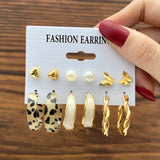 32 Pairs Gold Hoop Earrings Set for Women Girls, Fashion Chain Link Hoop Stud Drop Dangle Earrings Boho Statement Hypoallergenic Earrings for Christmas Jewelry Gift 1-gold