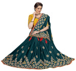 Nivah Fashion Women's Satin Embroidery Saree with Heavy Work Blouse Piece
