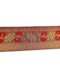 FRIJVEN Jacquard Woven Heavy Design Falls Lace Border for Saree, Kurti, Dress, Bandhani, Lehenga, Decorative Ribbon - 7 cm Width (9 Meter, Red + Green)