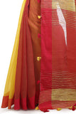 BENGAL HANDLOOM Women's Art Silk Cotton Stripe Saree With Blouse Piece