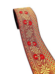 FRIJVEN Jacquard Woven Heavy Design Falls Lace Border for Saree, Kurti, Dress, Bandhani, Lehenga, Decorative Ribbon - 7 cm Width (9 Meter, Red + Green)