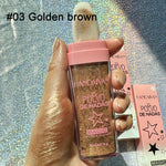 GL-Turelifes Hightlighter Stick Puff Fairy Stick Highlight Powder Glitter Loose Powder Brush Stick Contouring Powder Shimming Powder for Eyes, Face, Body Tiktok Makeup (#03 Gold Brown) #03 Gold Brown