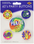 60's Party Buttons (asstd designs) (5/Pkg)