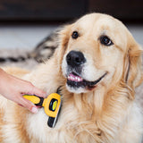 DakPets Pet Grooming Brush Effectively Reduces Shedding by up to 95% Professional Deshedding Tool for Dogs and Cats, Yellow