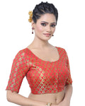 Madhu Fashion Women's Brocade Half Sleeve Saree Blouse